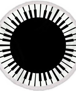 Gearhumans 3D Piano Key Custom Round Beach Towel GW2406217 Round Beach Towel Round Beach Towel FS 