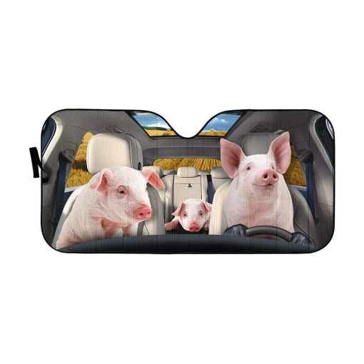 gearhumans 3D Pigs Custom Car Auto Sunshade GS30072 Auto Sunshade 57''x27.5''