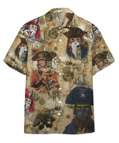 Gearhumans 3D Pirate Cat Hawaiian Custom Short Sleeve Shirts GW2405215 Hawai Shirt Short Sleeve Shirt S 