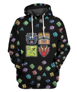 Gearhumans 3D PIXEL D&D MONSTERS Custom Tshirt Hoodie Apparel GO24052113 3D Apparel Hoodie S 