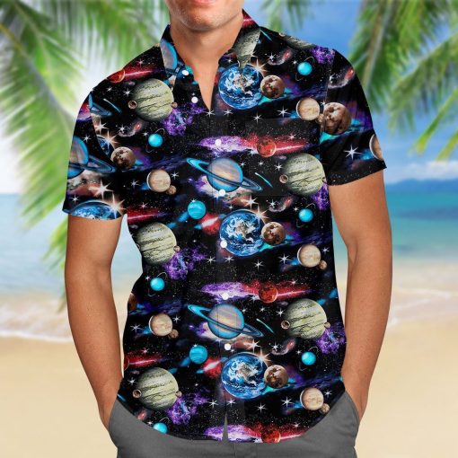 Gearhumans 3D Planets Solar System Hawaii Shirt hawaii Short Sleeve Shirt