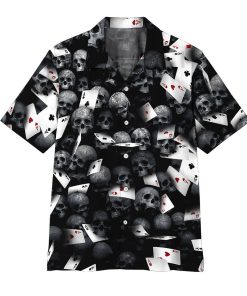 Gearhumans 3D Playing Card Skull Hawaii Shirt ZZ2904216 Hawai Shirt Short Sleeve Shirt S 