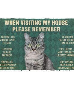 Gearhumans 3D Please Remember American Shorthair Cat House Rules Custom Doormat GS1005216 Doormat Doormat S(15,8inchx23,6inch) 