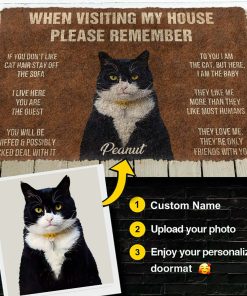 Gearhumans 3D Please Remember Cats House Rule Custom Photo Custom Name Doormat GW0107214 Doormat Custom Photo S(15,8 inch x 23,6 inch) 