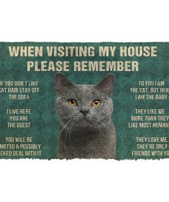 Gearhumans 3D Please Remember Chartreux Cats House Rules Custom Doormat GS0605217 Doormat Doormat S(15,8inchx23,6inch) 