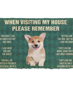 Gearhumans 3D Please Remember Corgi Puppy Dogs House Rules Custom Doormat GO18052112 Doormat Doormat S(15,8inchx23,6inch) 