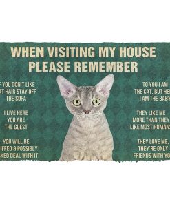 Gearhumans 3D Please Remember Devon Rex Cats House Rules Custom Doormat GS1006216 Doormat Doormat S(15,8inchx23,6inch) 