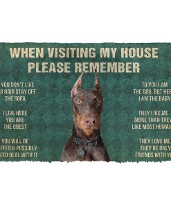 Gearhumans 3D Please Remember Doberman Dog House Rule Custom Doormat GW260513 Doormat Doormat S(15,8inchx23,6inch) 