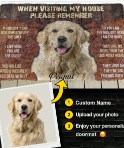 Gearhumans 3D Please Remember Dogs House Rule Custom Photo Custom Name Doormat GW0107215 Doormat Custom Photo S(15,8 inch x 23,6 inch) 