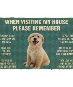 Gearhumans 3D Please Remember Golden Retrievier Puppy Dogs House Rules Custom Doormat GO07052124 Doormat Doormat S(15,8inchx23,6inch) 
