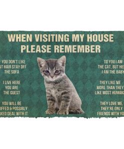 Gearhumans 3D Please Remember Gray Tabby Kitten Cats House Rules Custom Doormat GO10052140 Doormat Doormat S(15,8inchx23,6inch) 