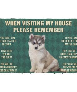 Gearhumans 3D Please Remember Husky Puppy Dogs House Rules Custom Doormat GO07052125 Doormat Doormat S(15,8inchx23,6inch) 