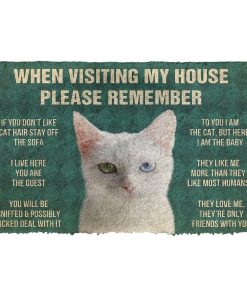Gearhumans 3D Please Remember Khao Manee Cats House Rules Custom Doormat GS1005214 Doormat Doormat S(15,8inchx23,6inch) 