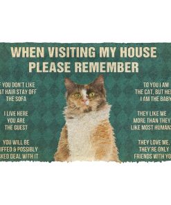 Gearhumans 3D Please Remember LaPerm Cats House Rules Custom Doormat GS09062121 Doormat Doormat S(15,8inchx23,6inch) 
