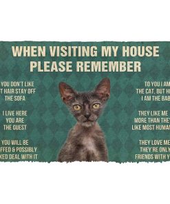 Gearhumans 3D Please Remember Lykoi Cats House Rules Custom Doormat GS09062122 Doormat Doormat S(15,8inchx23,6inch) 