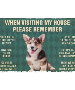 Gearhumans 3D Please Remember Pembroke Welsh Corgi Puppy Dogs House Rules Custom Doormat GO07052129 Doormat Doormat S(15,8inchx23,6inch) 