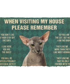 Gearhumans 3D Please Remember Peterbald Cats House Rules Custom Doormat GS1006215 Doormat Doormat S(15,8inchx23,6inch) 