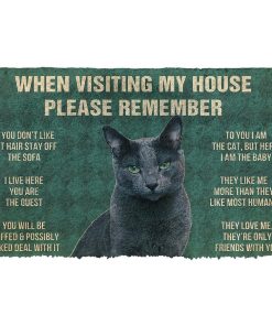 Gearhumans 3D Please Remember Russian Blue Cat House Rules Custom Doormat GS0605213 Doormat Doormat S(15,8inchx23,6inch) 