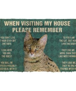 Gearhumans 3D Please Remember Savannah Cat House Rules Custom Doormat GS0605214 Doormat Doormat S(15,8inchx23,6inch) 