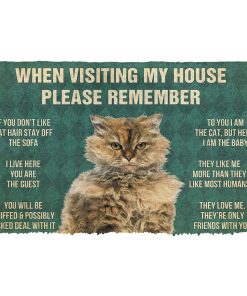Gearhumans 3D Please Remember Selkirk Rex Cat House Rules Custom Doormat GS07052123 Doormat Doormat S(15,8inchx23,6inch) 