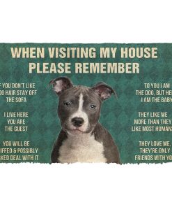 Gearhumans 3D Please Remember Staffordshire Bull Terrier House Rules Custom Doormat GW19047 Doormat Doormat S(15,8''x23,6'') 
