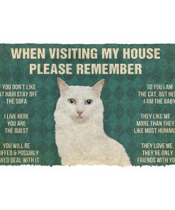 Gearhumans 3D Please Remember Turkish Angora Cats House Rules Custom Doormat GS1005213 Doormat Doormat S(15,8inchx23,6inch) 
