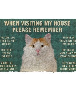 Gearhumans 3D Please Remember Turkish Van Cat House Rules Custom Doormat GS0605216 Doormat Doormat S(15,8inchx23,6inch) 