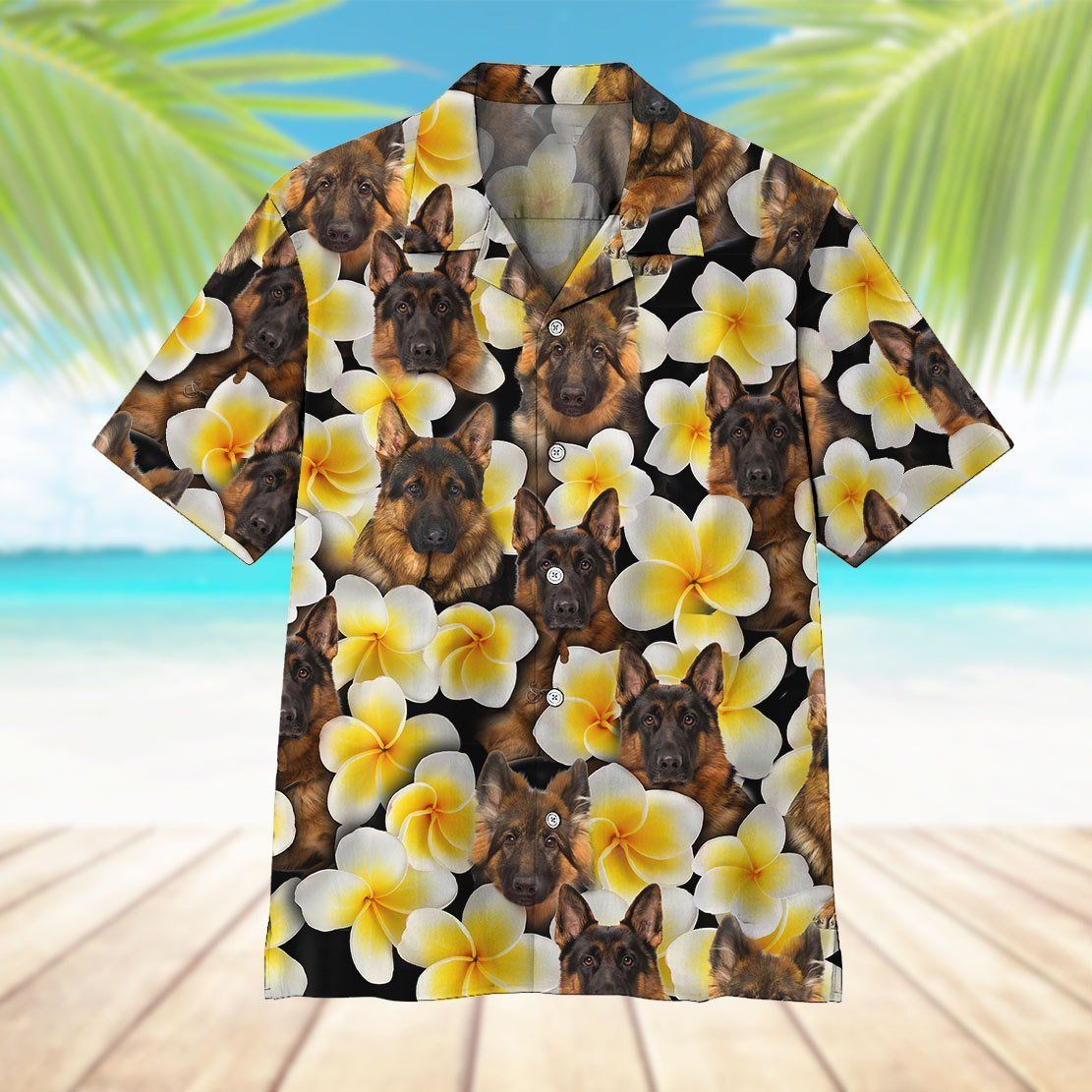 Gearhumans 3D Plumeria German Shepherd Hawaii Shirt 8 Gearhumans 3D Plumeria German Shepherd Hawaii Shirt ZZ06046 Hawai Shirt