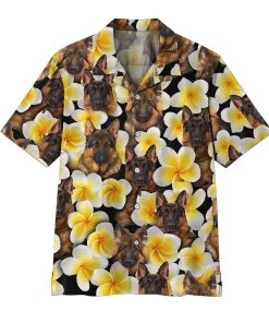 Gearhumans 3D Plumeria German Shepherd Hawaii Shirt ZZ06046 Hawai Shirt Short Sleeve Shirt S 