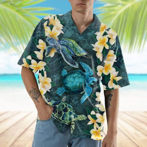 Gearhumans 3D Plumeria Turtle Hawaii Shirt ZZ02044 Hawai Shirt
