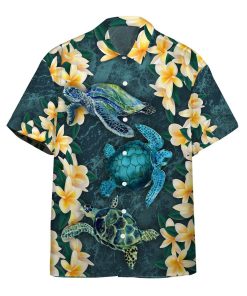 Gearhumans 3D Plumeria Turtle Hawaii Shirt ZZ02044 Hawai Shirt Short Sleeve Shirt S 