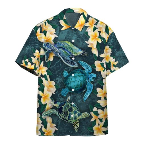 Gearhumans 3D Plumeria Turtle Hawaii Shirt ZZ02044 Hawai Shirt Short Sleeve Shirt S
