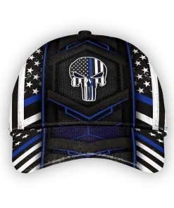Gearhumans 3D Police Blue Skull Custom Cap GW020417 Cap Cap