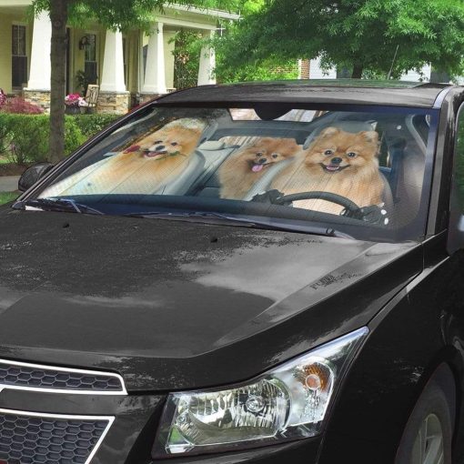 gearhumans 3D Pomeranian Custom Car Auto Sunshade GL200716 Auto Sunshade