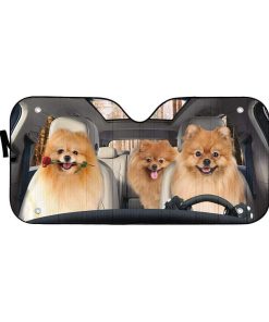 gearhumans 3D Pomeranian Custom Car Auto Sunshade GL200716 Auto Sunshade 57''x27.5'' 