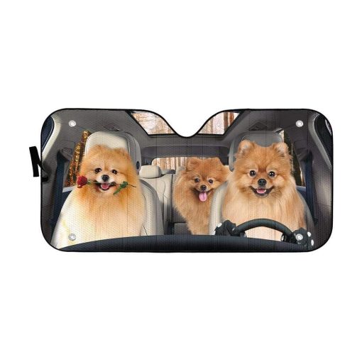 gearhumans 3D Pomeranian Custom Car Auto Sunshade GL200716 Auto Sunshade 57''x27.5''