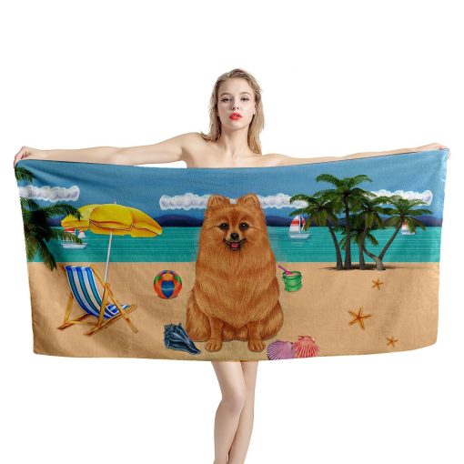 Gearhumans 3D Pomeranian Dog Custom Beach Towel GW12052114 Towel
