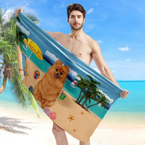 Gearhumans 3D Pomeranian Dog Custom Beach Towel GW12052114 Towel