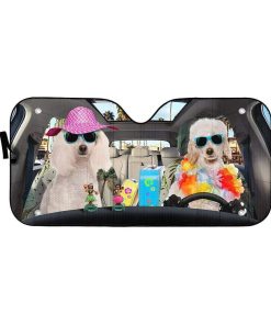 gearhumans 3D Poodle Ready For Summer Vacation Custom Car Auto Sunshade GL23064 Auto Sunshade 57''x27.5'' 