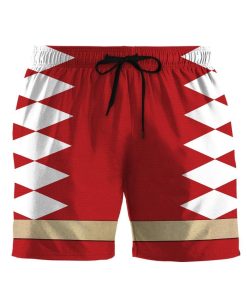 Gearhumans 3D Power Ranger Red Dino Thunder Shorts ZK28042111 Men Shorts Beach Short S 