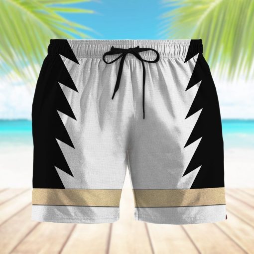 Gearhumans 3D Power Ranger White Dino Thunder Shorts ZK28042110 Men Shorts