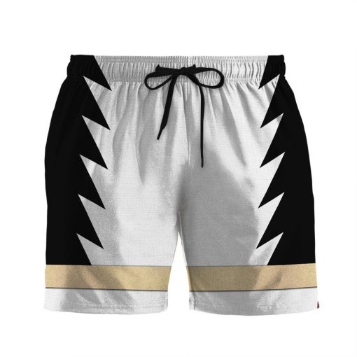 Gearhumans 3D Power Ranger White Dino Thunder Shorts ZK28042110 Men Shorts S