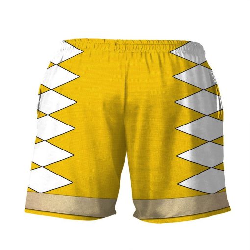 Gearhumans 3D Power Ranger Yellow Dino Thunder Shorts ZK28042113 Men Shorts