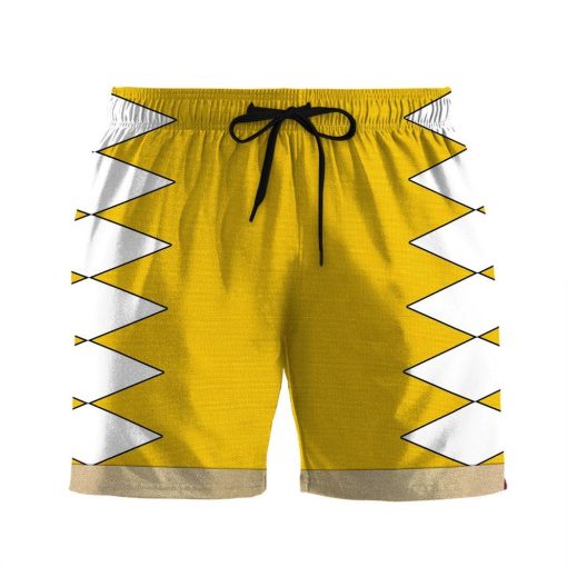 Gearhumans 3D Power Ranger Yellow Dino Thunder Shorts ZK28042113 Men Shorts S