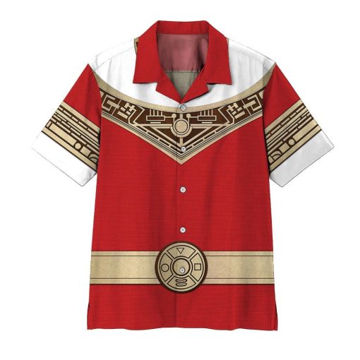 Gearhumans 3D Power Ranger Zeo Red Hawaii Shirt ZK2904212 Hawai Shirt Short Sleeve Shirt S