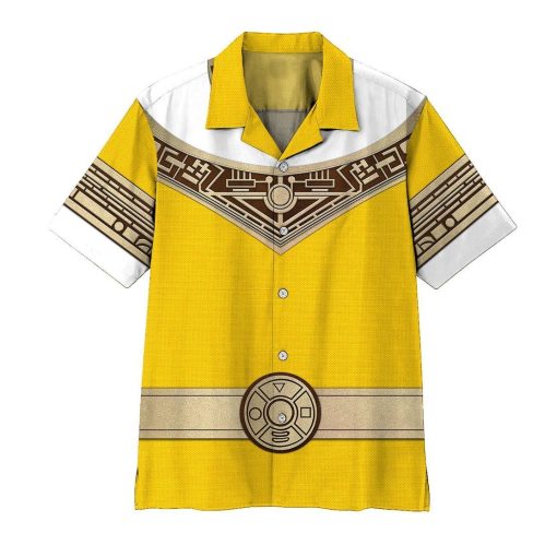 Gearhumans 3D Power Ranger Zeo Yellow Hawaii Shirt ZK2904214 Hawai Shirt Short Sleeve Shirt S