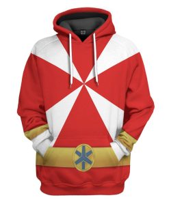 Gearhumans 3D Power Rangers Lightspeed Rescue Red Ranger Custom Tshirt Hoodie Apparel GW05041 3D Apparel Hoodie S