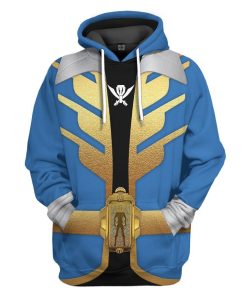 Gearhumans 3D Power Rangers Megaforce Blue Ranger Custom Tshirt Hoodie Apparel GW05046 3D Apparel Hoodie S