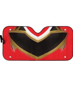 Gearhumans 3D Power Rangers Megaforce Red Ranger Helmet Custom Car Auto Sunshade GW2304211 Auto Sunshade 57''x27.5'' 