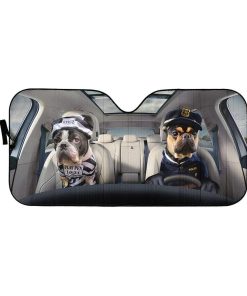 gearhumans 3D Prisoner And Police Pugs Custom Car Auto Sunshade GV050618 Auto Sunshade 57''x27.5'' 